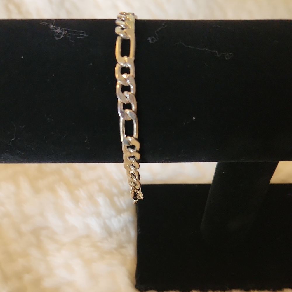 Simple Figaro-Style Silver Bracelet